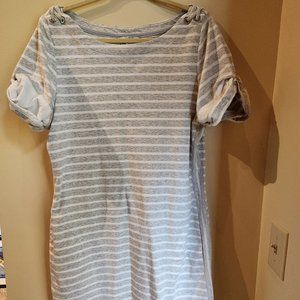 Tommy Bahama Short Sleeved Striped Summer Dress with Slit Pockets Size L